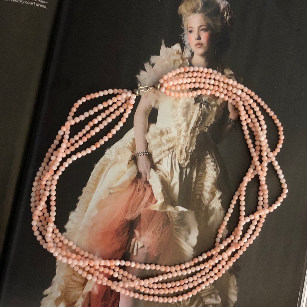 Antique angel skin coral necklace